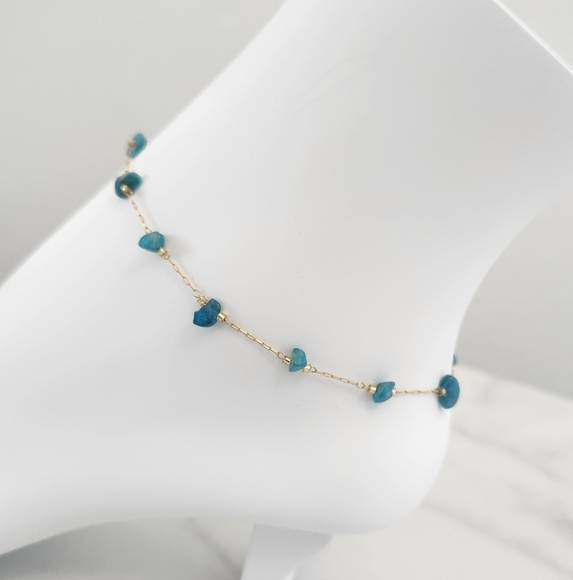 Jewelry - Dainty Minimalist Tuquoise Stone Stainless Steel Gold Plated Anklet Bracelet